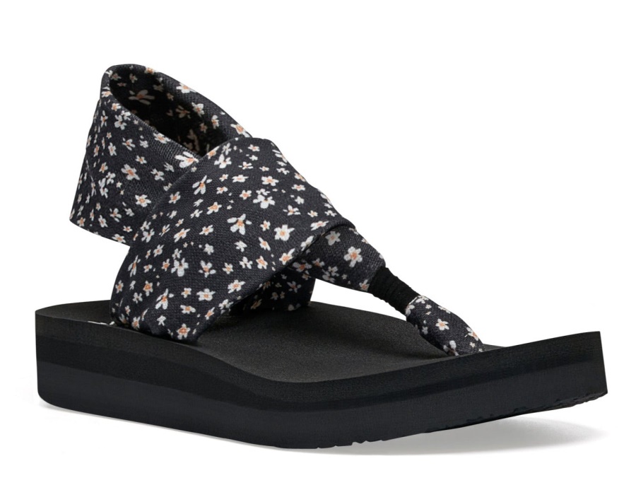 sanuk_w_sling_st_midform_microfloral_black.jpg Sanuk W Sling St Midform Microfloral Black - Image 1